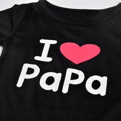 Cute Kids Girls Long Sleeve I Love Papa Mama..