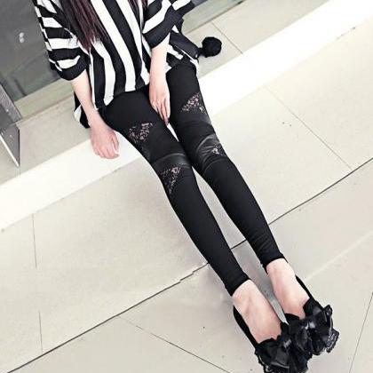 Fashion Womens Synthetic Leather Lace Matching..