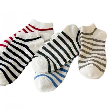 Women's 5 Pairs Stripes Print Causal..