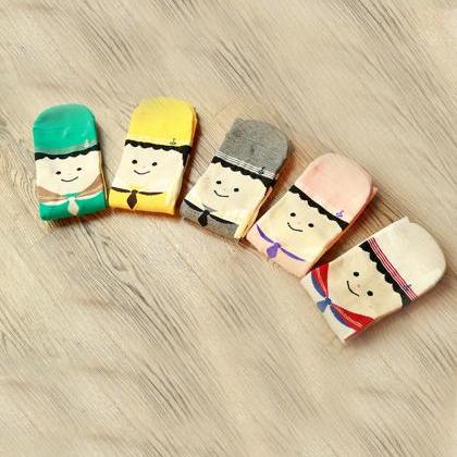 Women's 5 Pairs Cute Smiling Face..