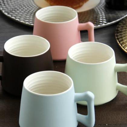 Water Cup Lovely Simple Solid Ceramic Cup With Lid..