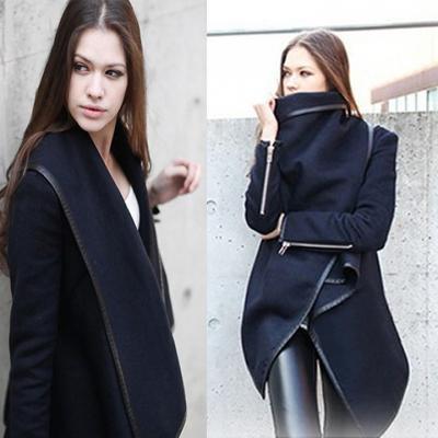 Womens Winter Woolen Overcoat Fashion Trench Woolen Coat
