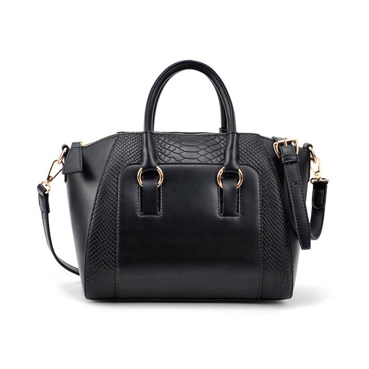 Embossed Faux Leather Handbag with Detachable Shoulder Strap