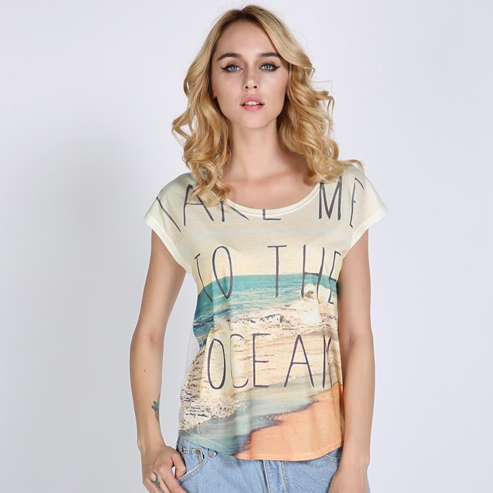 Vintage Summer Women's Short Sleeve Graphic Printed T-shirt Tee Blouse Tops