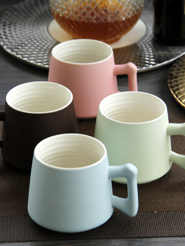 Water Cup Lovely Simple Solid Ceramic Cup With Lid And Spoon