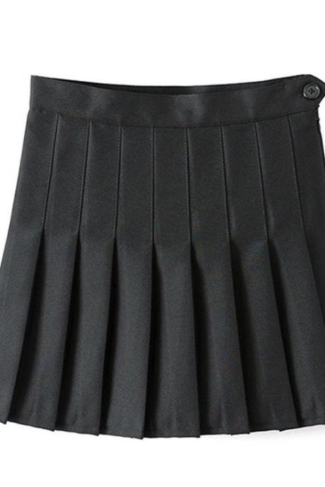 Sexy Women High Waist A-Line Pleated Skirt Tennis Solid Mini Skirt