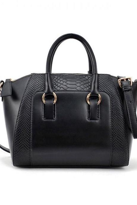 Embossed Faux Leather Handbag With Detachable Shoulder Strap