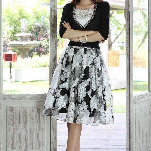 Fashion Women's Girl's Elegant Bubble Flower Pattern Short Skirt Mini ...