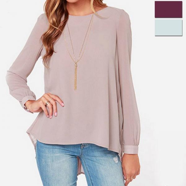 Stylish Lady Women's Casual Long Sleeve O-neck Loose-fitting Tops ...