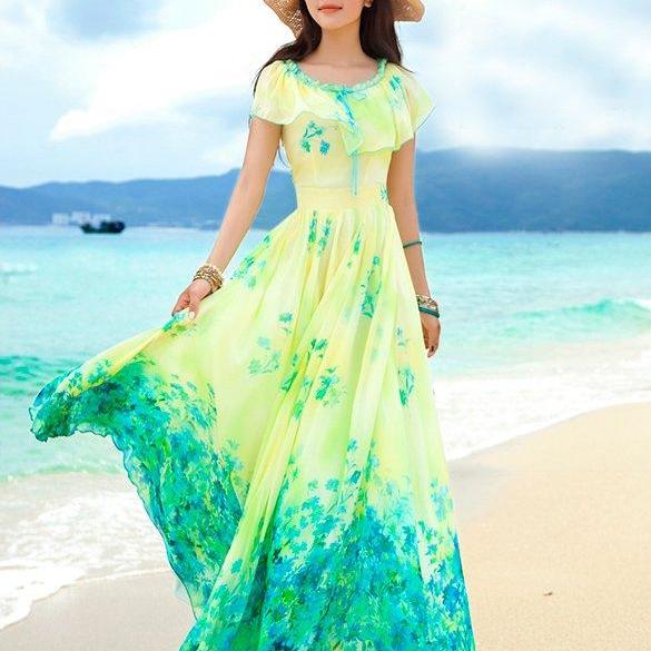 Sexy Women Summer Boho Long Maxi Evening Party Dress Beach Dresses ...